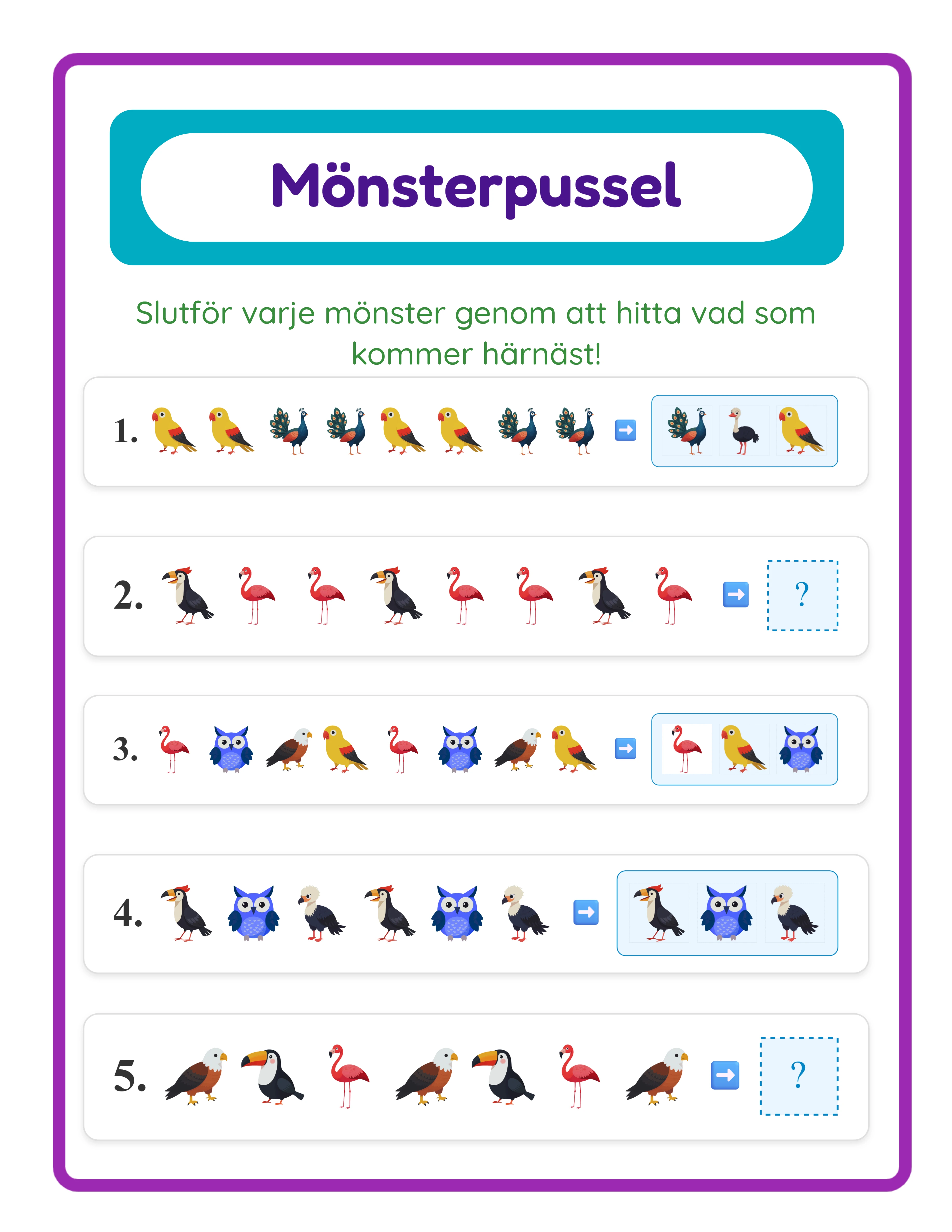 Känn igen mönstret! — Arbetsblad exempel 2