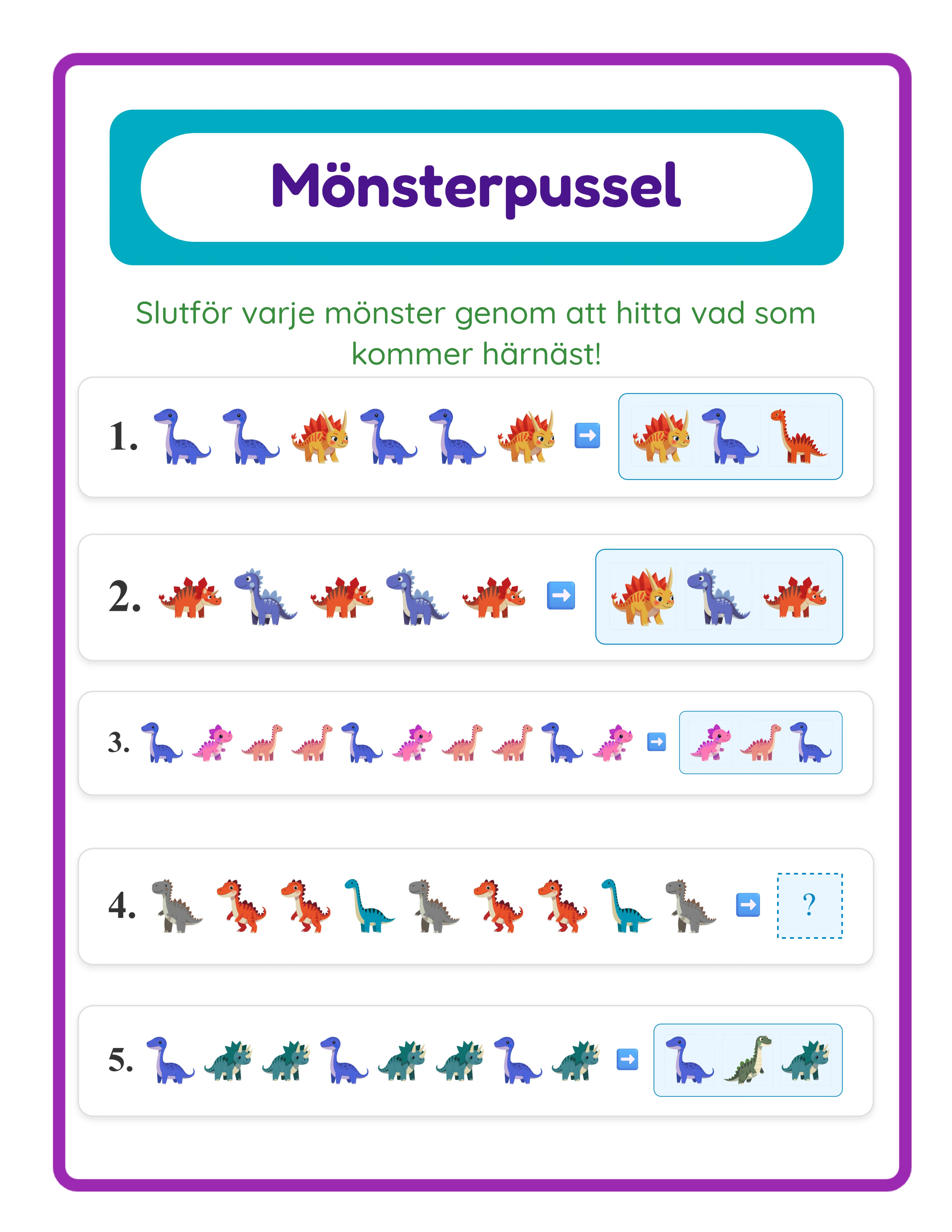 Känn igen mönstret! — Utvalt arbetsblad