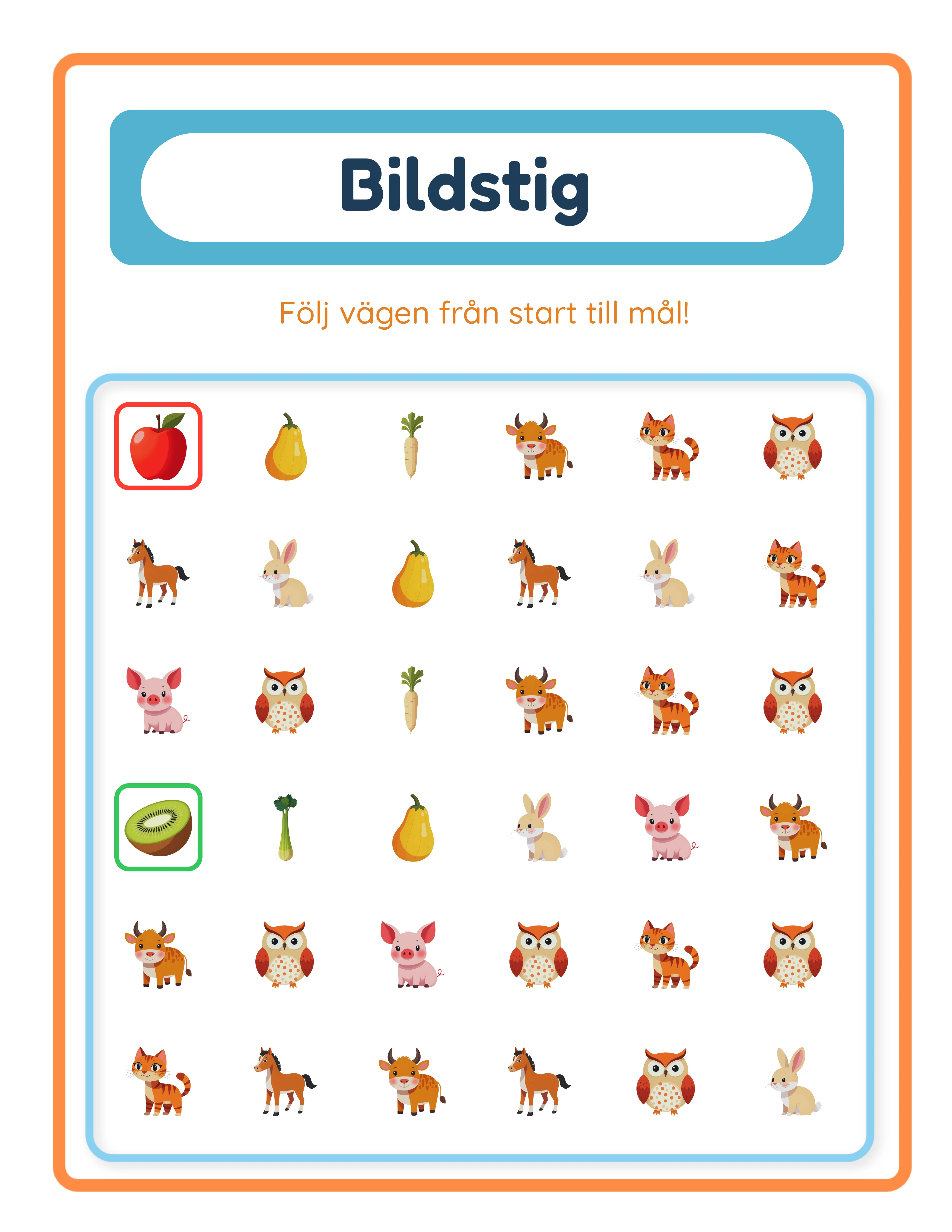Bildväg labyrint med tematisk bildrutt genom rutnät
