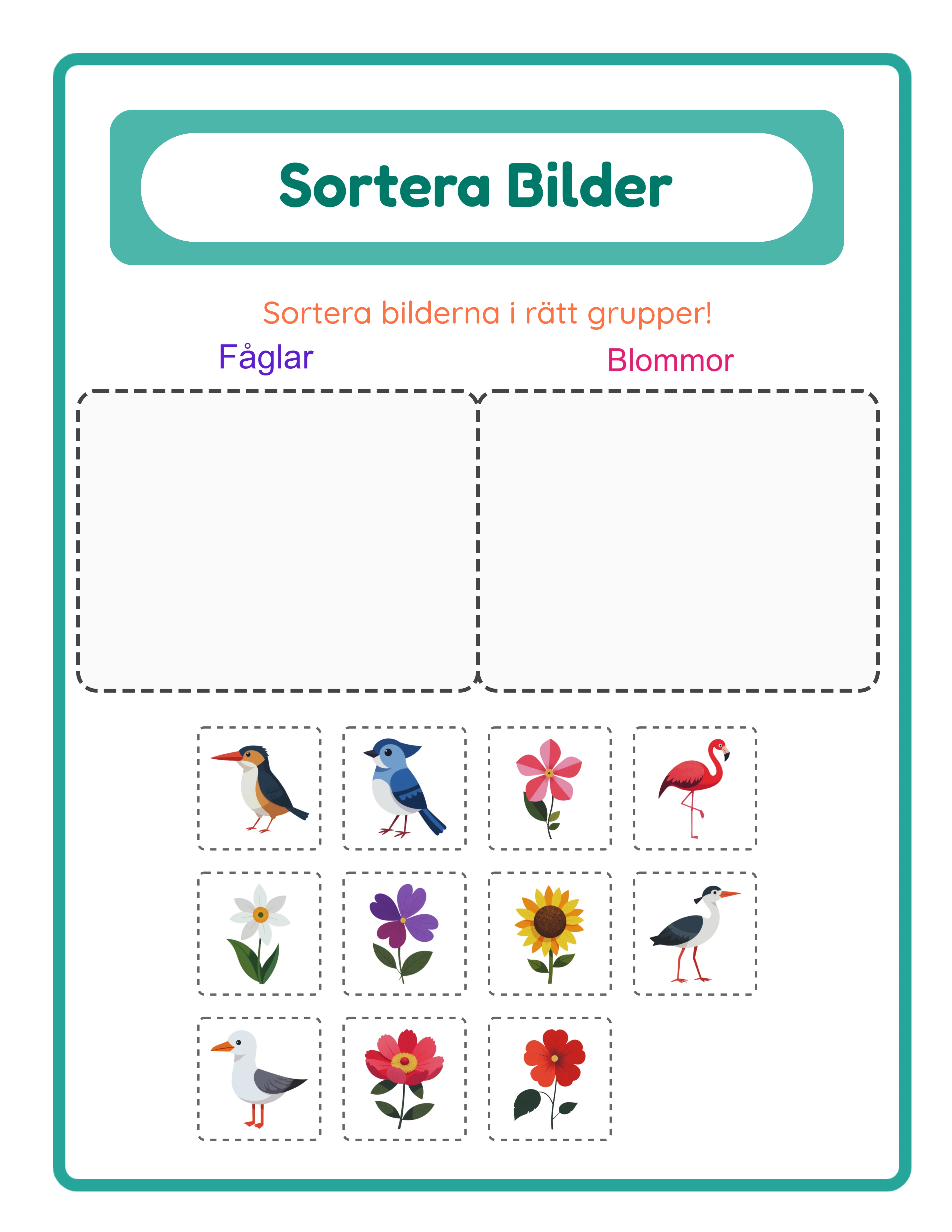 Sortera det! — Arbetsblad exempel 2