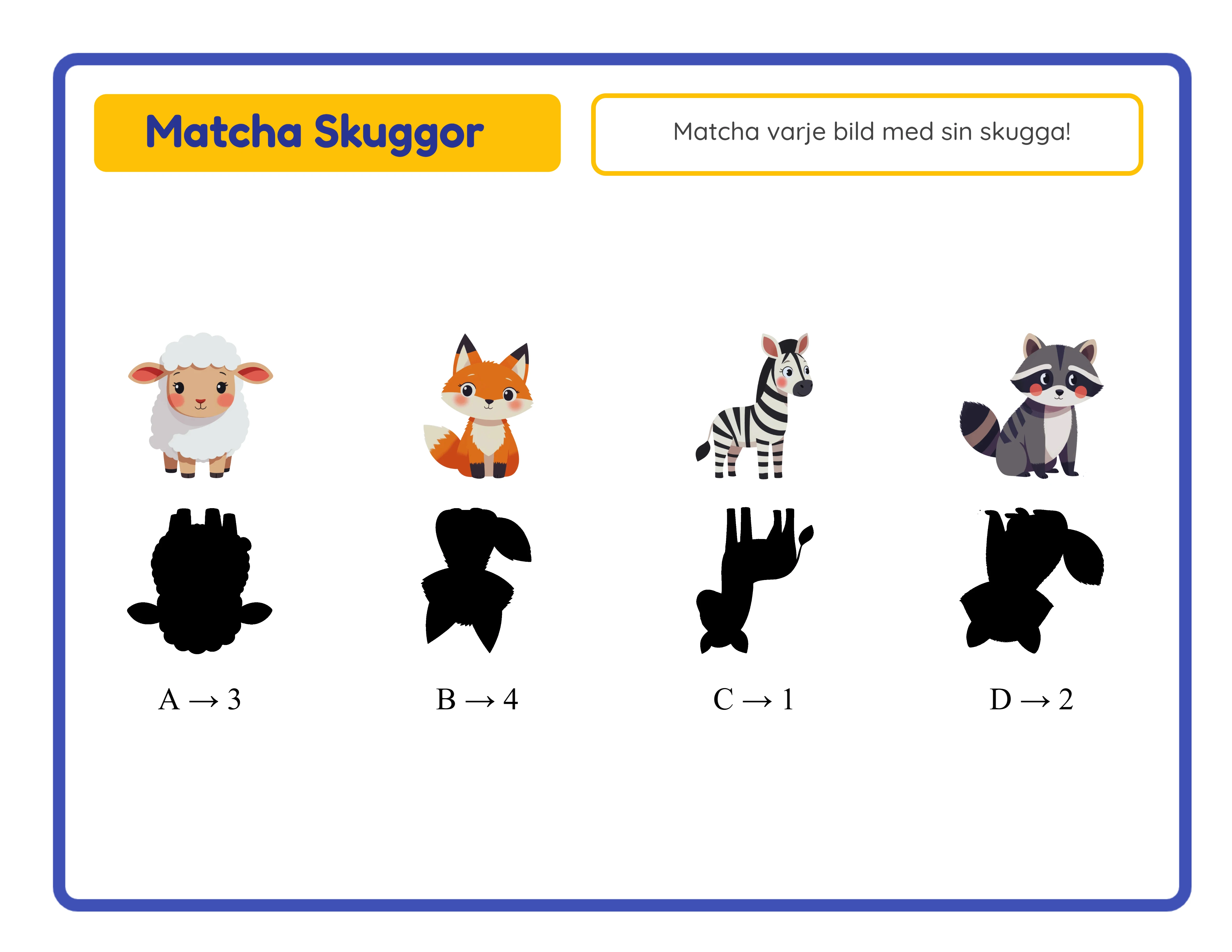 Shadow match printable answer key