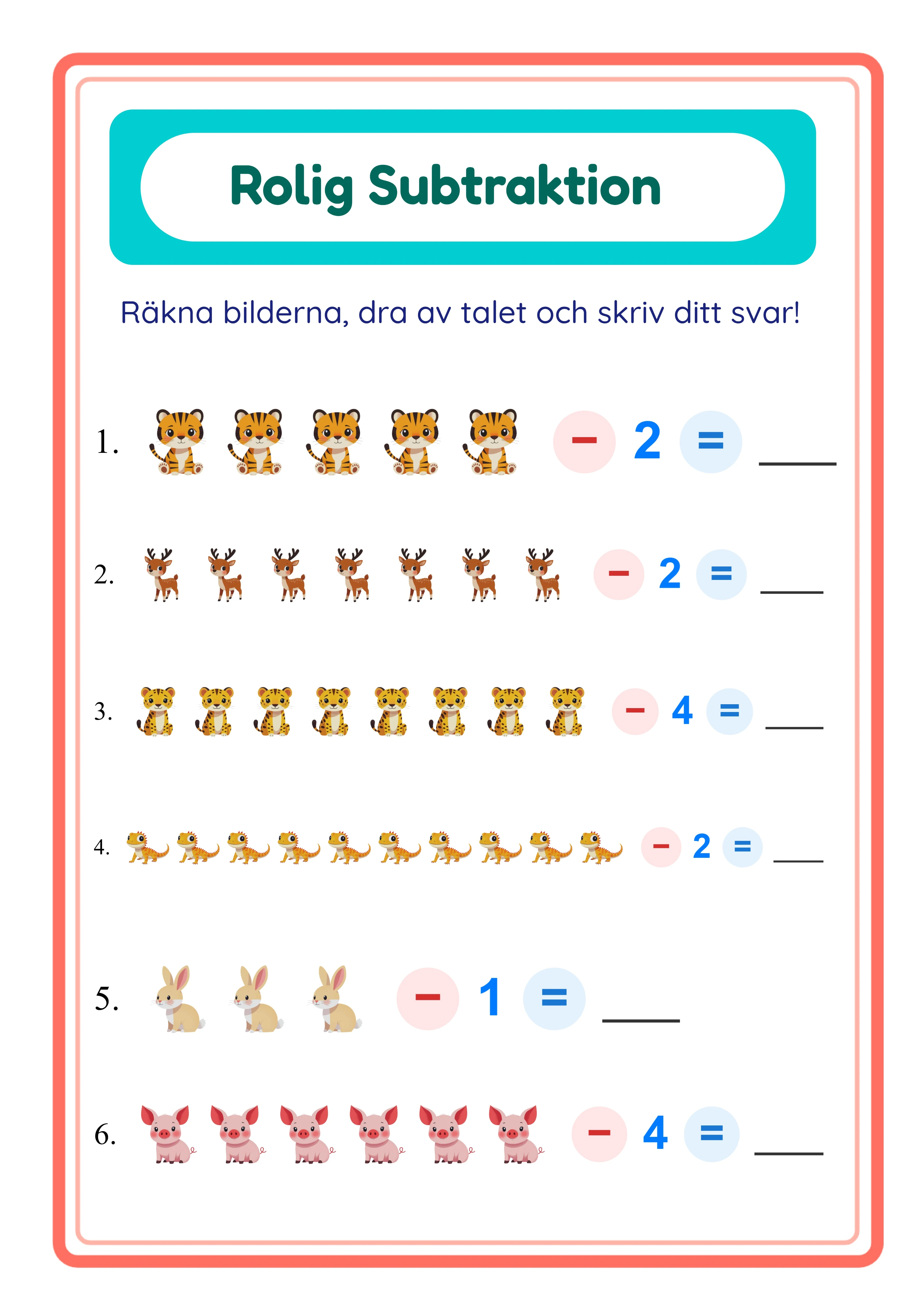 Subtraction printable worksheet — find the subtrahend with images