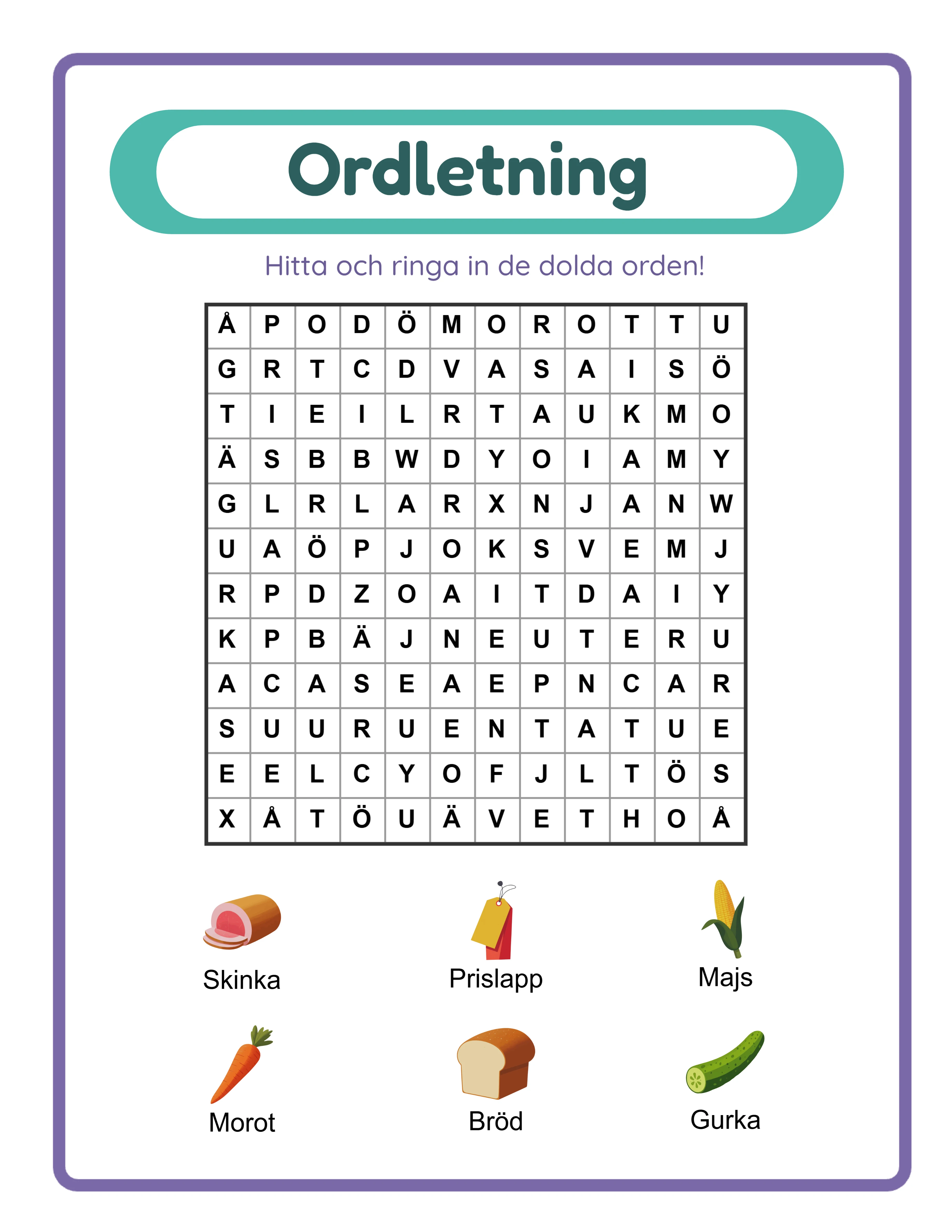 Word search — themed variation