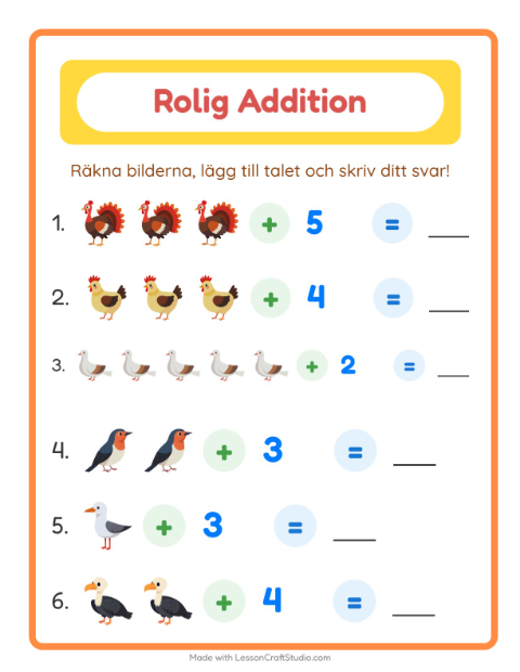 Bild plus siffra – Fåglar 2