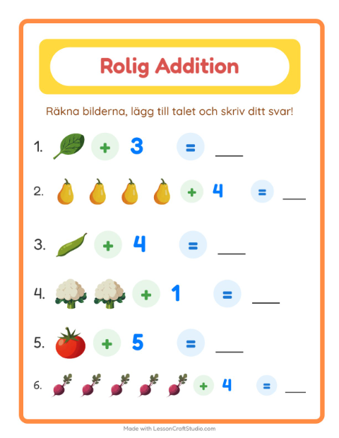 Bild plus siffra – Grönsaker