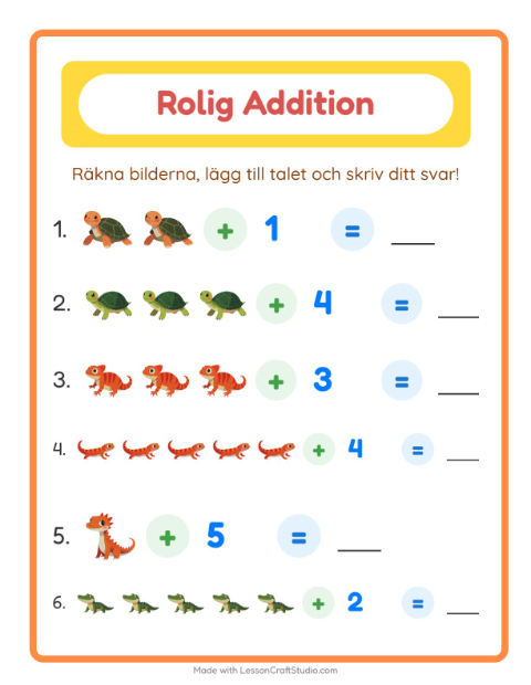 Bild plus siffra – Reptiler och groddjur