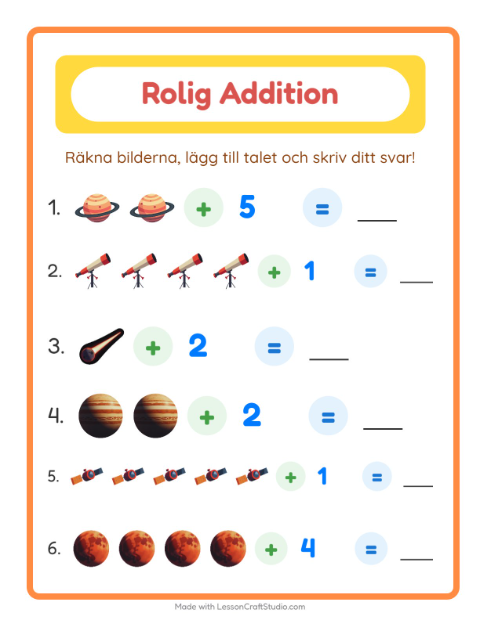 Bild plus siffra – Rymden