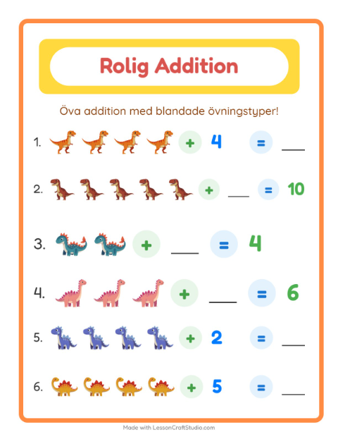 Blandad addition – Dinosaurier