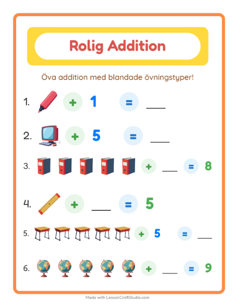 Blandad addition – Klassrum
