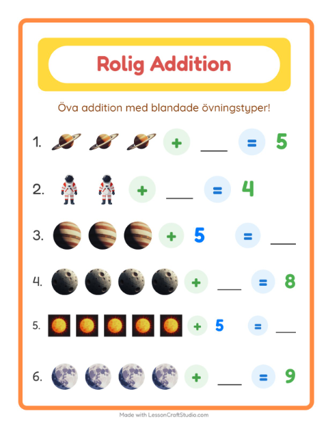 Blandad addition – Rymden