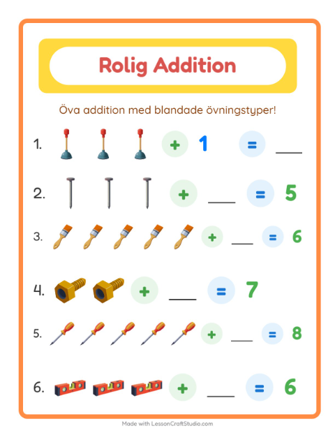 Blandad addition – Verktyg