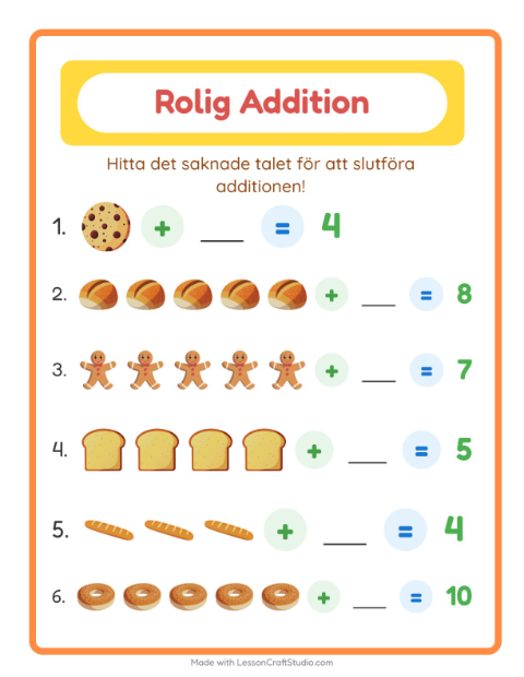 Hitta talet som saknas – Bageri