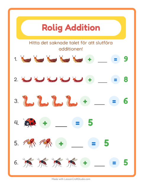 Hitta talet som saknas – Insekter och kryp