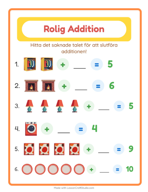 Hitta talet som saknas – Runt huset