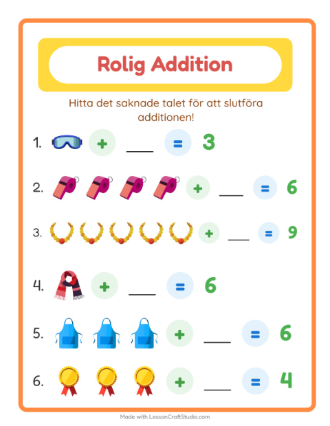 Hitta talet som saknas – Tillbehör