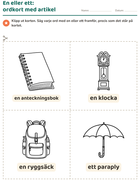 Förhandsvisning av Bildordkort-arbetsblad med Utbildning SV för Förskoleklass