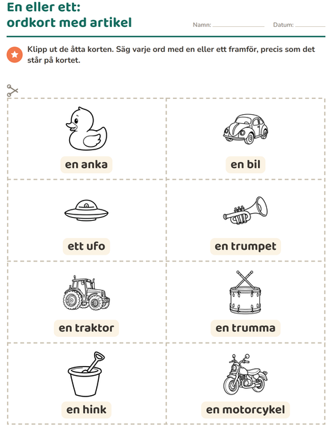 Förhandsvisning av Bildordkort-arbetsblad med Leksaker SV för Förskoleklass