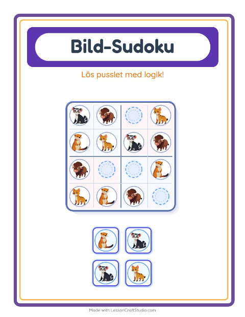 Bildsudoku – Djurparksdjur