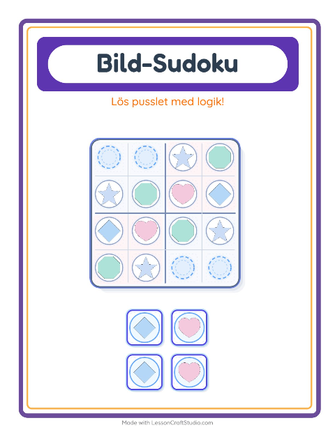 Förhandsvisning av Bildsudoku med former – arbetsblad för förskolan