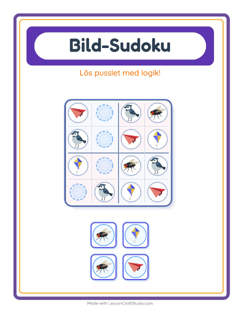 Bildsudoku – Saker som flyger