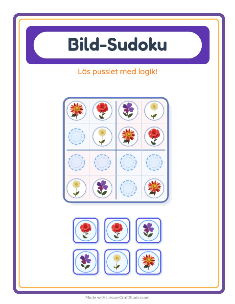 Bildsudoku medel – Blommor