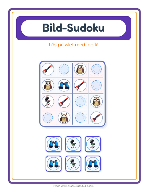 Bildsudoku medel – Camping
