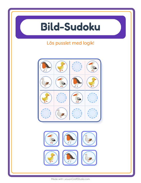 Bildsudoku medel – Fåglar 2