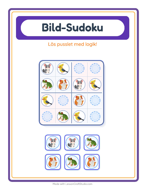Bildsudoku medel – Husdjur