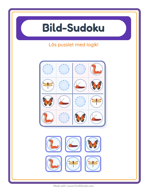 Bildsudoku medel – Insekter och kryp