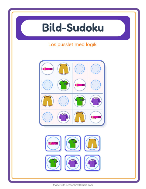 Bildsudoku medel – Kläder