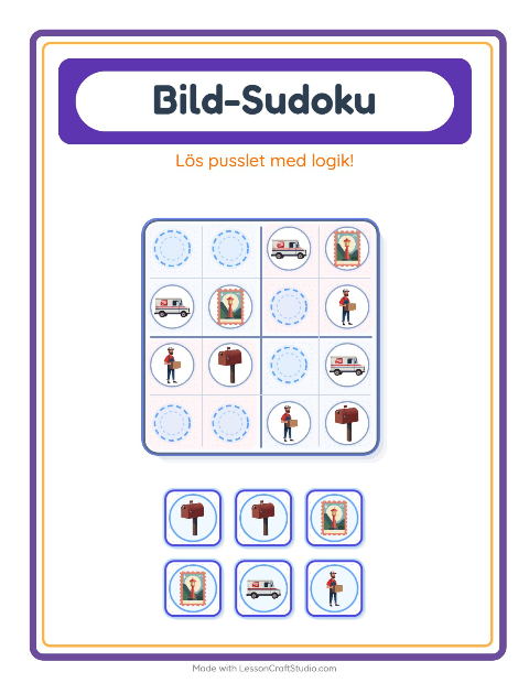 Bildsudoku medel – Postkontor