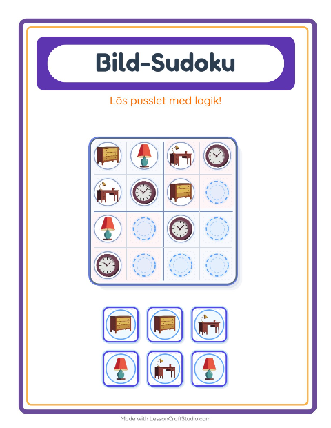 Bildsudoku medel – Runt huset