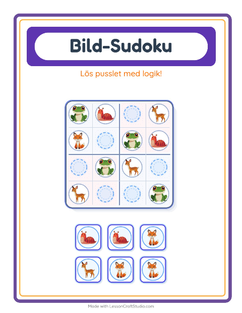 Bildsudoku medel – Skogsdjur