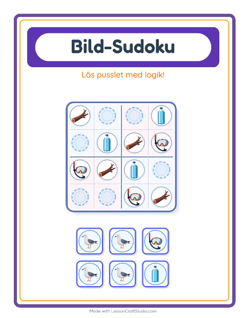 Bildsudoku medel – Strand