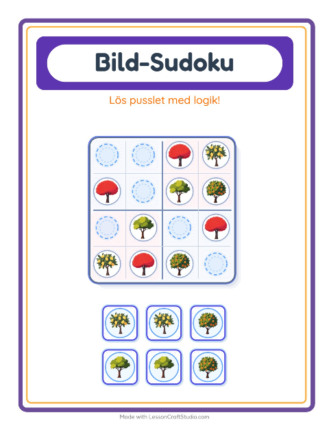 Bildsudoku medel – Träd