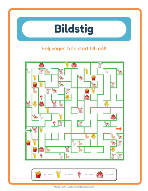 Förhandsvisning av Bildväg-arbetsblad med 4 juli för Förskoleklass