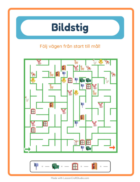 Förhandsvisning av Ta dig genom labyrinten med saker – arbetsblad för förskolan