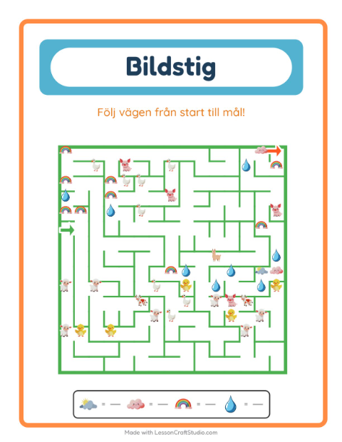 Förhandsvisning av Bildväg-arbetsblad med Väder för Förskoleklass