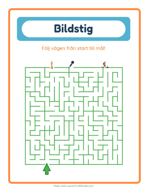 Förhandsvisning av Bildväg-arbetsblad med Aktiviteter för Förskoleklass