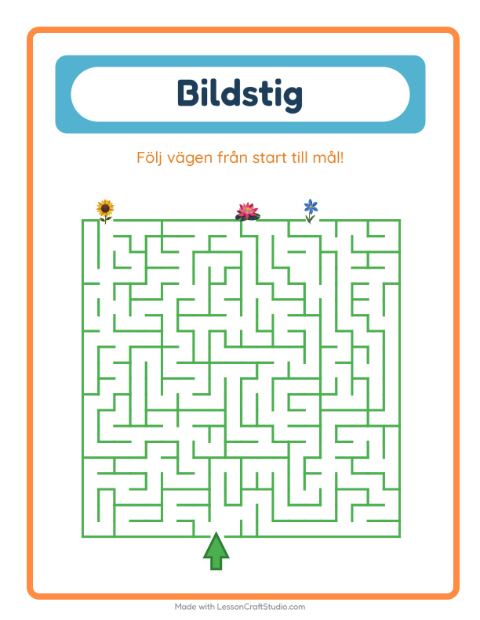 Förhandsvisning av Bildväg-arbetsblad med Blommor för Förskoleklass