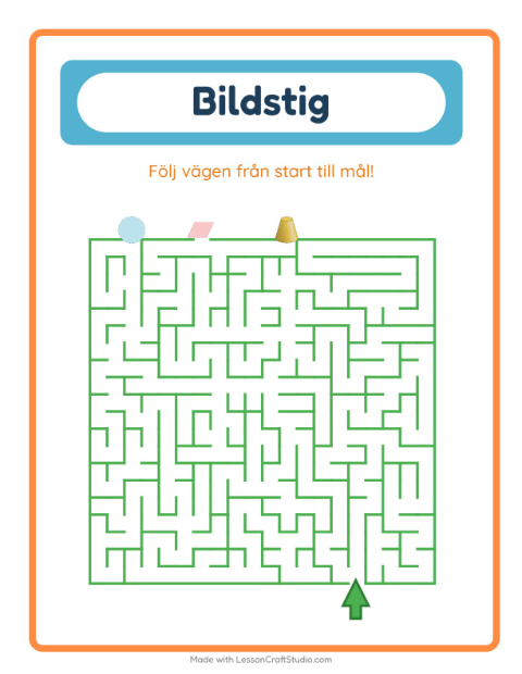 Förhandsvisning av Hitta rätt väg med former – arbetsblad för förskolan