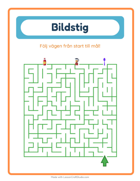 Förhandsvisning av Hitta rätt väg med redskap – arbetsblad för förskolan