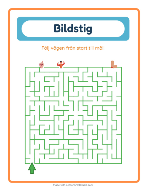 Förhandsvisning av Bildväg-arbetsblad med Kroppsdelar för Förskoleklass