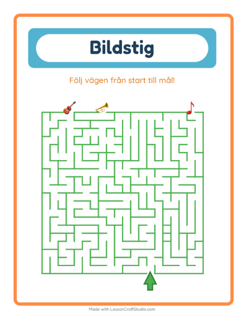 Förhandsvisning av Bildväg-arbetsblad med Musik för Förskoleklass