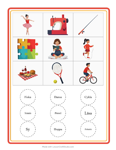 Bildbingo med aktiviteter – arbetsblad för förskolan — 2