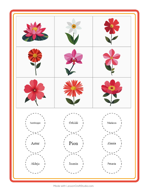 Bildbingo med blommor – arbetsblad för förskolan — 2