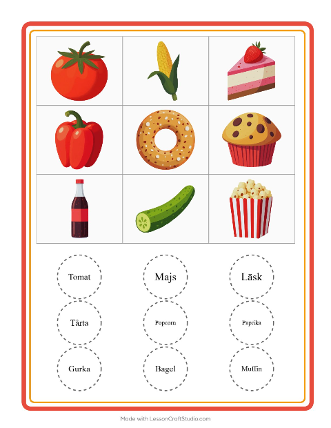 Bildbingo med varor – arbetsblad för förskolan — 2