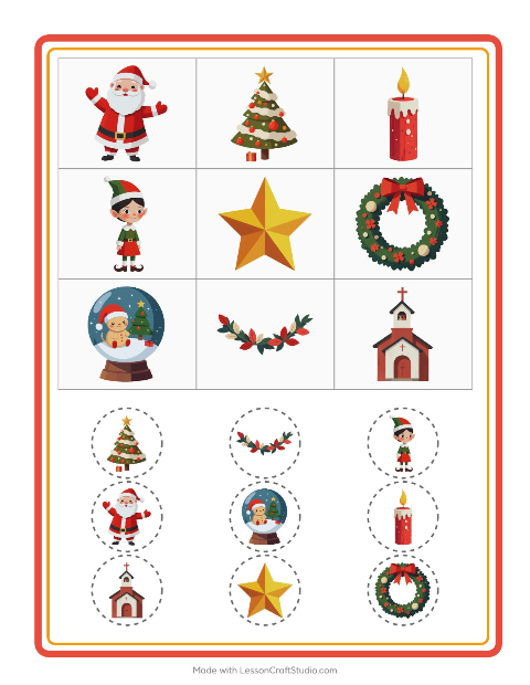 Förhandsvisning av Bingo-arbetsblad med Jul för Förskoleklass