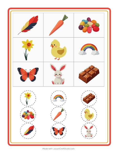 Förhandsvisning av Bingo-arbetsblad med Påsk för Förskoleklass