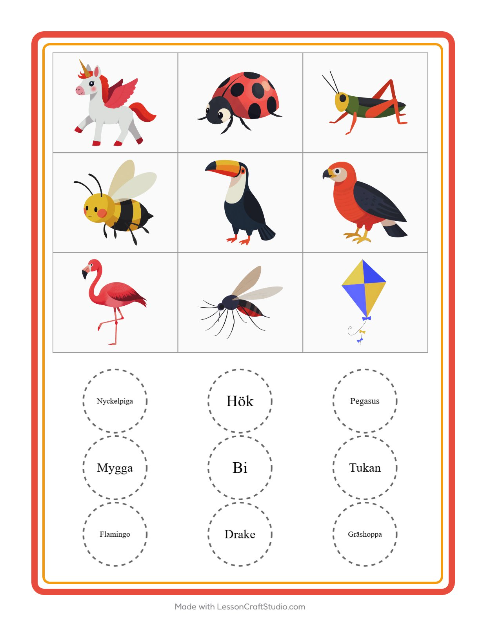 Bildbingo med flygplan – arbetsblad för förskolan — 2